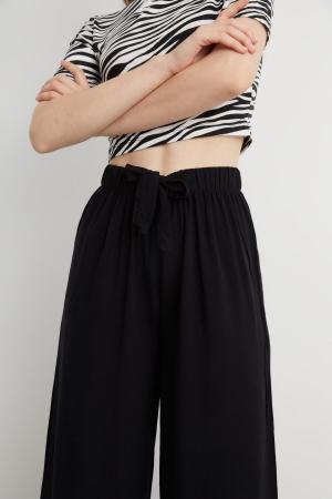 Women's Black Viscose  Trousers