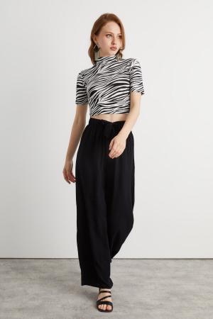 Women's Black Viscose  Trousers