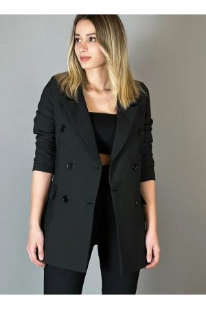 Women's Black Buttoned Blazer Jacket