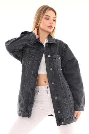 Women's Jean Long Jacket Black