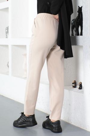 Beige elastic waist pants