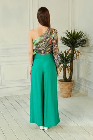 Multicolor Satin One Shoulder Lined Blouse