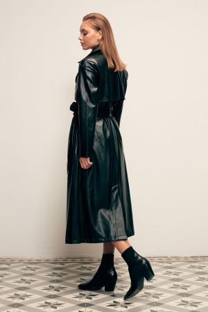 Long Belted Leather Trench Coat