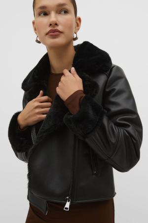 Faux leather jacket with fur inside