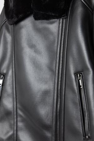 Faux leather jacket with fur inside