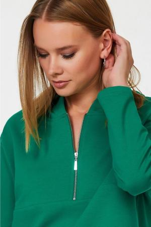 Zippered Collar Hooded S-shirt