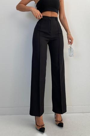 Women's Black Front Seam High Waist Palazzo Pants