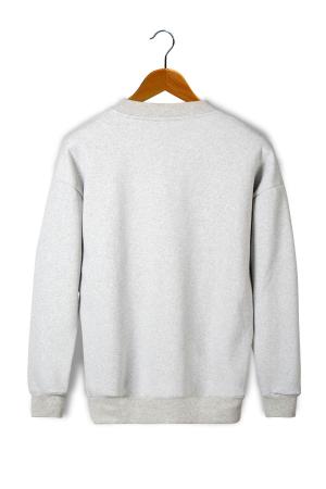 Unisex Gray Front Veaven Printed Oversize Sweatshirt