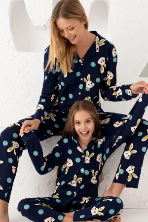 Navy Blue Cotton Pajama Set