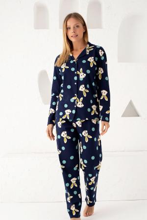 Navy Blue Cotton Pajama Set