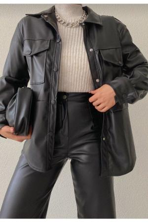 Leather Shirt Jacket