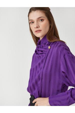 Draped Collar Buttoned Blouse