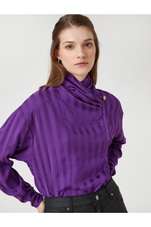 Draped Collar Buttoned Blouse