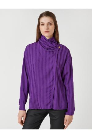 Draped Collar Buttoned Blouse