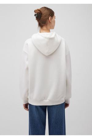 Logo Printed Hooded White Sweatshirt