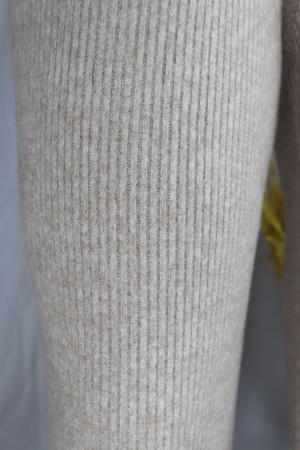 Women's Natural Beige Ribbed Knit Trousers