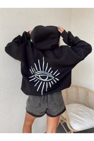 Eye Printed 3 Thread Sweatshirt - Raised Thick 3 Thread