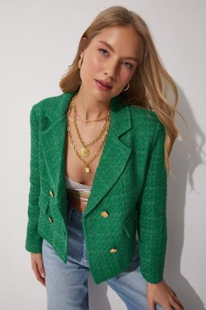 Green cropped jacket for women