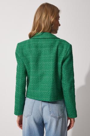 Green cropped jacket for women