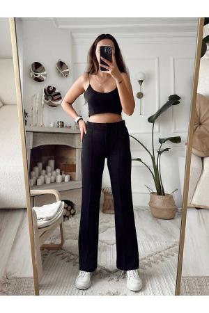 Black Flare Leg Lycra Trousers