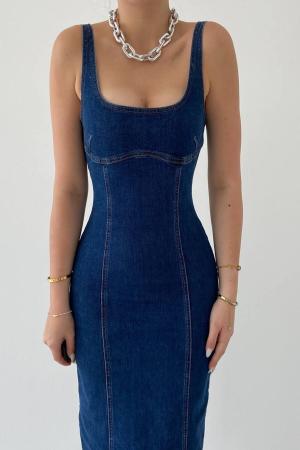 Women's Slim Dark Blue Denim Dress