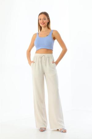 Beige Linen Trousers for Women