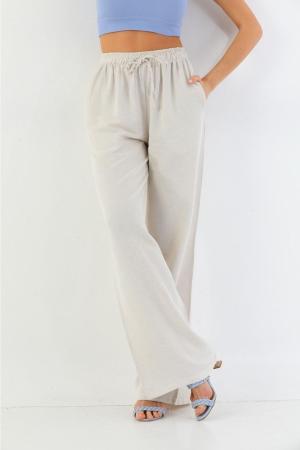 Beige Linen Trousers for Women