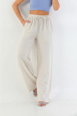 Beige Linen Trousers for Women