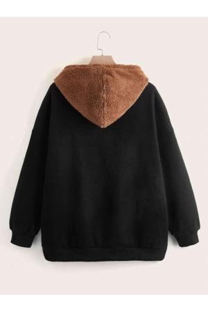 Unisex Plush Brown Hooded  Oversize Sweatshirt