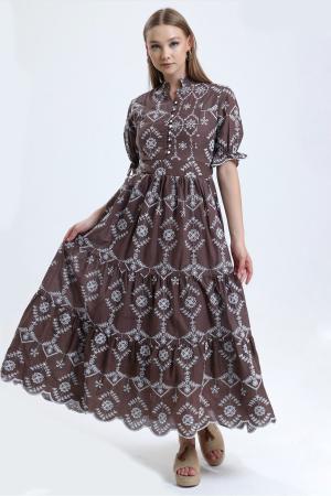 Brown Women's Collared Dress