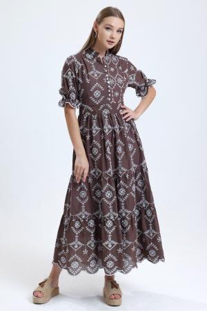 Brown Women's Collared Dress