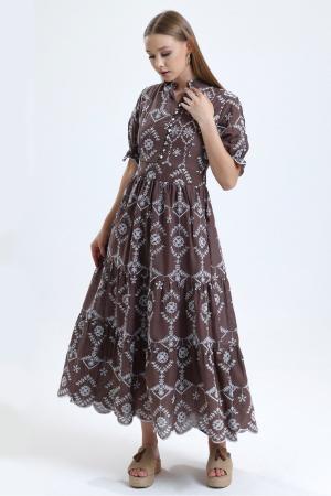 Brown Women's Collared Dress