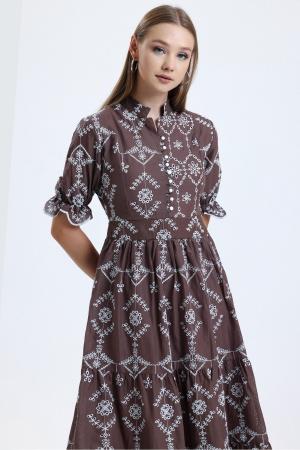 Brown Women's Collared Dress