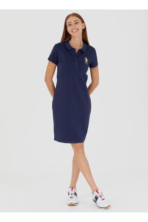 Navy Polo Collar Dress for Women