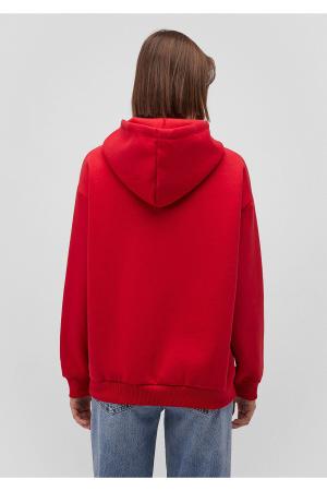 Logo Printed Hooded Red Sweatshirt