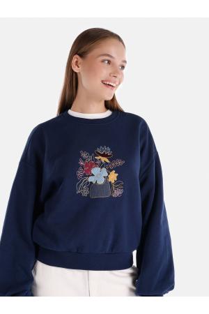 Printed Navy Blue Sweatshirt