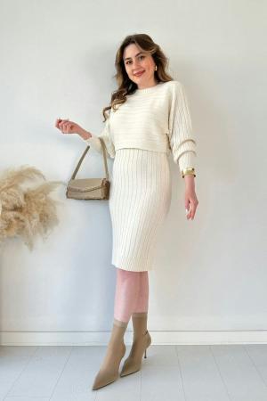 Crop Knit Dress Cream