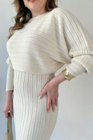 Crop Knit Dress Cream