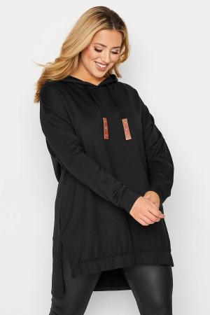 Hooded Slit Detailed Long Sleeve Sweatshirt