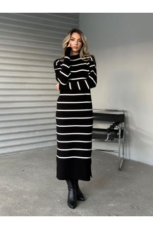 Women's Long Sleeve Knit Dress - Black