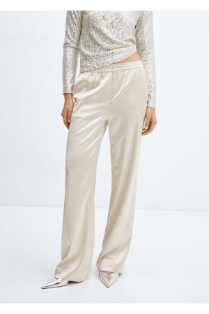 Elastic waist satin trousers