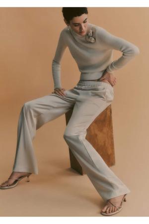 Elastic waist satin trousers