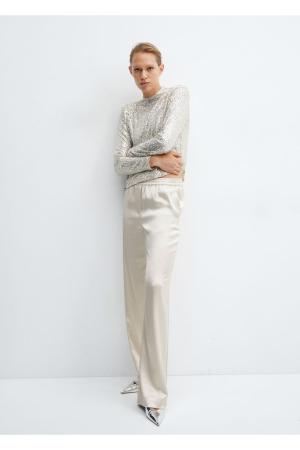 Elastic waist satin trousers