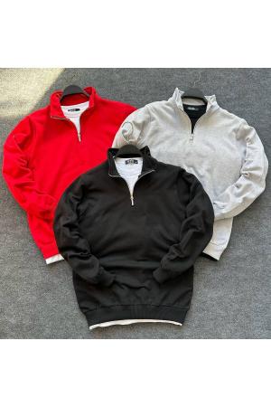 Sweatshirt for Winter Gray-Black-Red