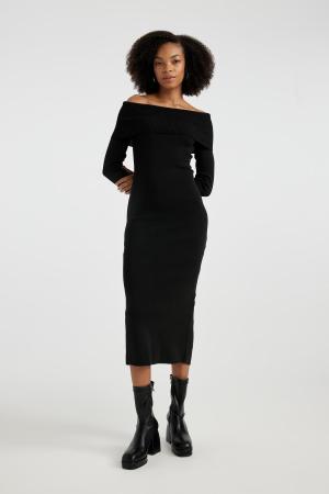 Slim Fit Open Shoulder Long Sleeve Dress