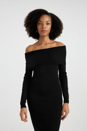 Slim Fit Open Shoulder Long Sleeve Dress