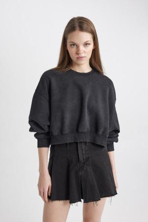 Cool Crop Thick Fabric Basic Sweatshirt