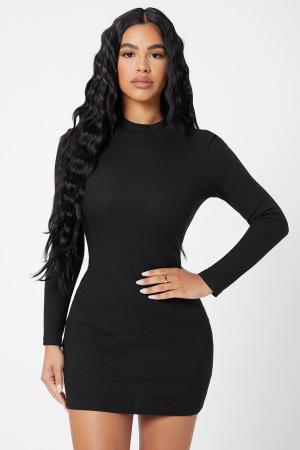 Black tight mini dress for women