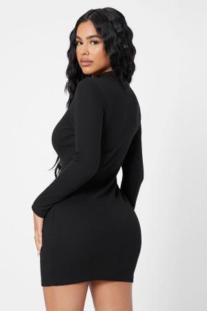 Black tight mini dress for women