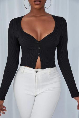 Women's Black Crop Top Blouse